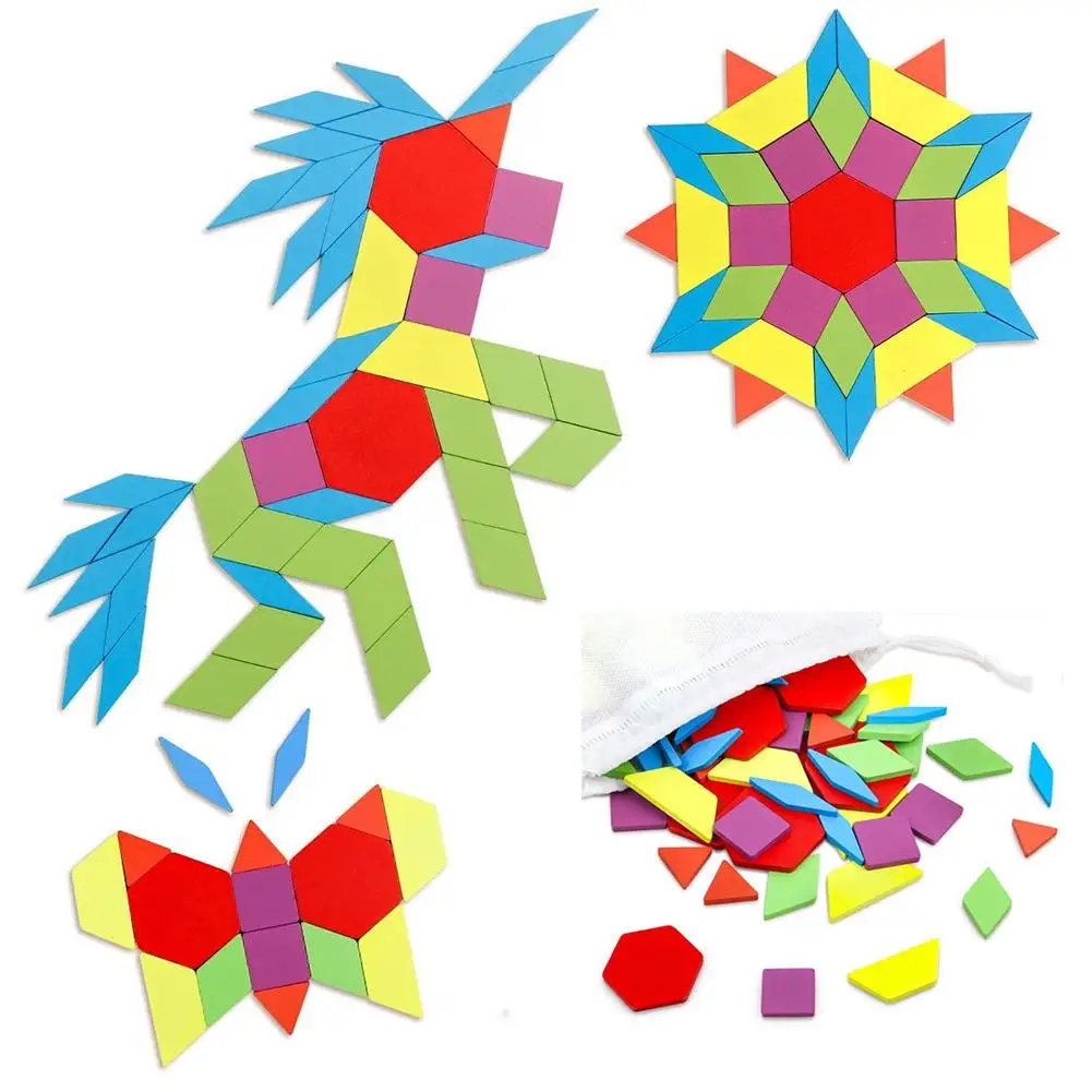 

160pcs Geometric Shape 3D Puzzle Toy Multi-color Multi-shape Wooden Puzzle Toys Children Early Educational Toys
