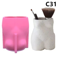 woman body succulent flower pot pen holder silicone mold gypsum form scented stone ornaments homemade handicraft