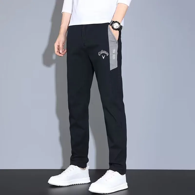 Casual Pants Men 2023 Embroidery New Summer Golf Straight Stretch Thin Style Sports Pants