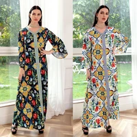 middle east muslim dress autumn long sleeve womens fashion printed abaya robe dubai abayas for women islamic clothing