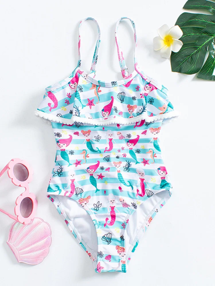 

Детский купальник с юбкой-годе, милый детский разноцветный бикини с единорогом и леопардовым принтом, котенок, пони, детский купальник