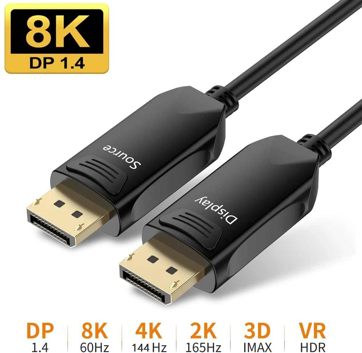 

DP1.4 Fiber Cable 8K DisplayPort Fiber Optic Cable 20M 30M 50M DP 1.4 8K@60Hz 4K@144Hz HBR3 High Speed 32.4Gbps Fiber DP to DP