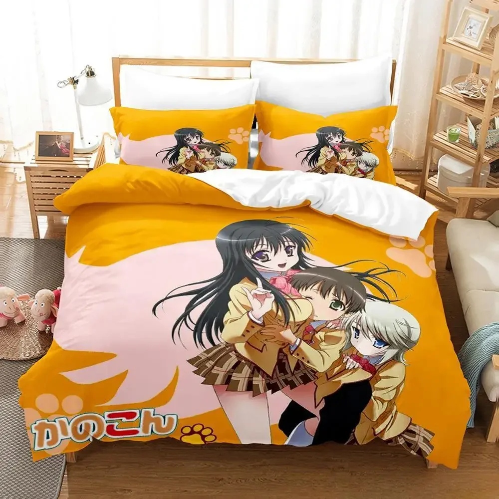 Комплект постельного белья Kanokon односпальный с 3D рисунком размеры Queen/King для