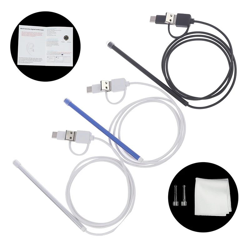 

3 в 1 инструмент для удаления ушного воска, USB-отоскоп-камера для ушной чистки эндоскоп, визуальная ухочистка 5,5 мм, отоскоп для ушей