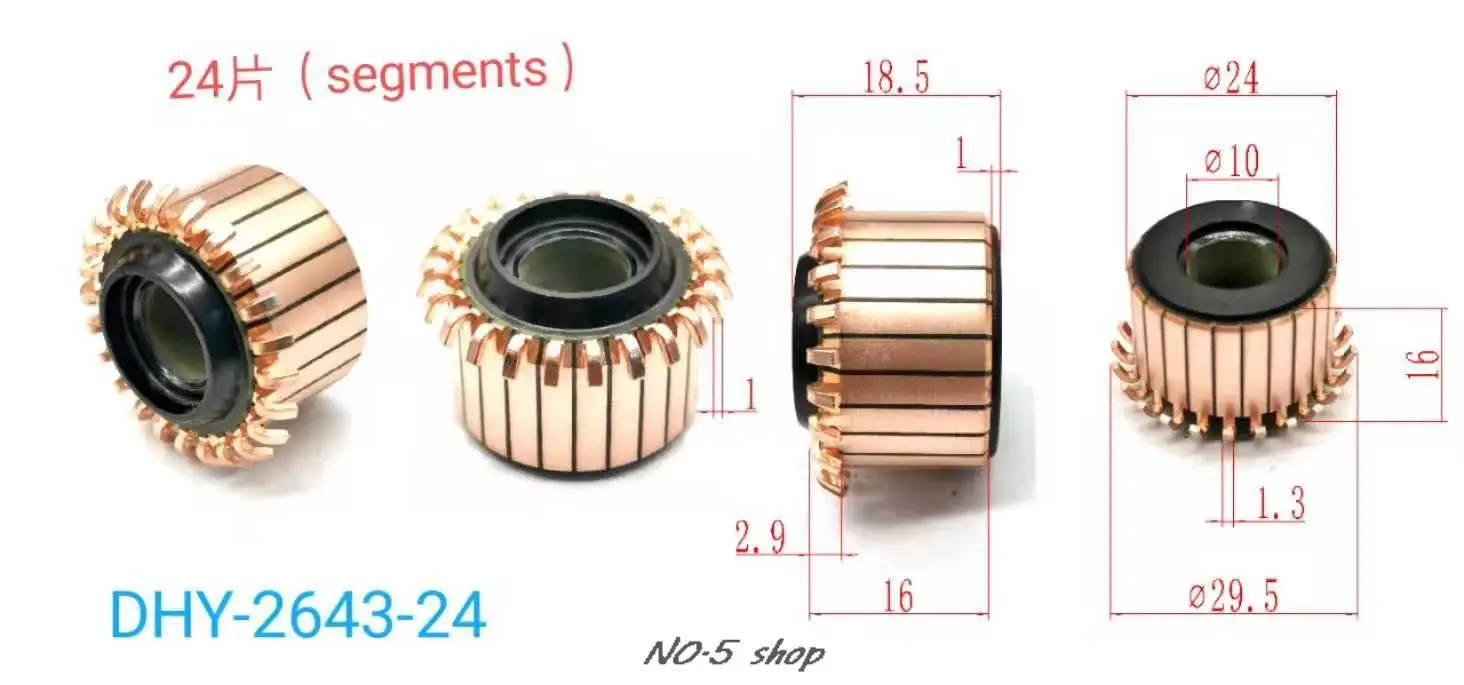 

10Pcs 24x10x16(18.5)x24P Copper Bars Electric Motor Commutator
