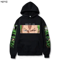 anime one piece roronoa zoro hoodie menwomen pockets streetwear harajuku oversized sweatshirts cosplay hip hop winter clothes