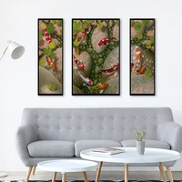 chenistory 3pcs diy painting by numbers for adults kit oil painting brocade carp wall art picture acrylic painting for decor