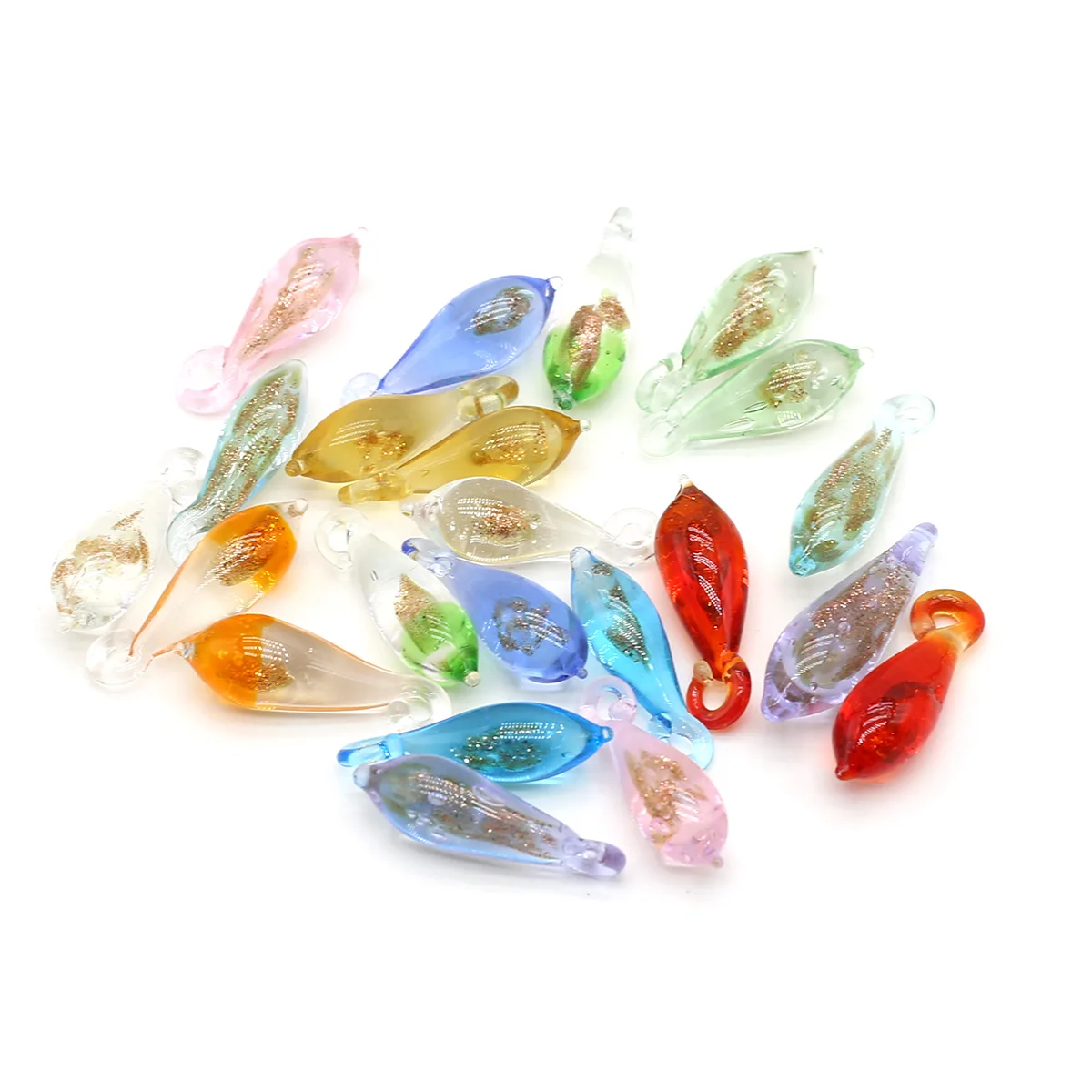 

5Pcs Glass Jinsha Water Drop Small Pendant DIY Female Charm Light Green Purple Necklace Pendant Accessories 7*22mm
