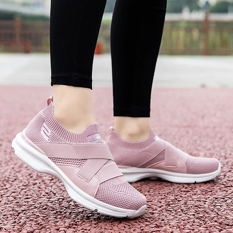 

New women's casual shoes sports shoes ultra light and comfortable sports shoes flying woven tennis women's flat bottom