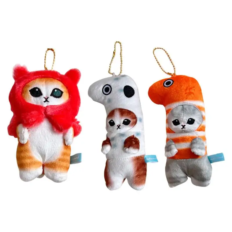 

Kawaii Cat Keychain Kitten Cat Stuffed Animal Cartoon Plush Car Rearview Mirror Hanging Ornaments Cute Cat Plushie Pendant Decor