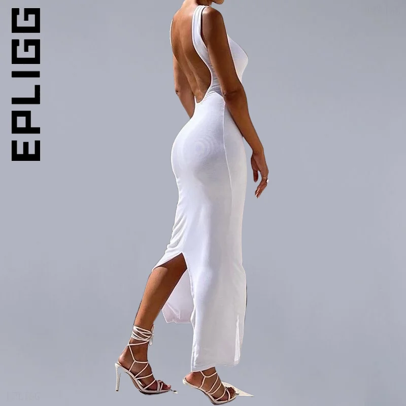 Женское платье Epligg новое облегающее без рукавов с разрезом эластичные Клубные