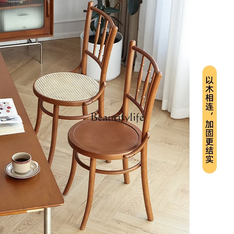 Скандинавский обеденный стул из цельного дерева домашний стол сонет со спинкой в