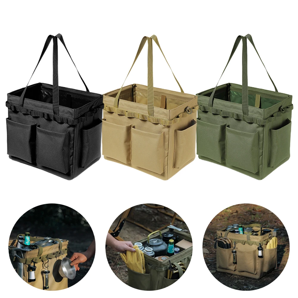 

Outdoor Camping Travel Tools Storage Large Capacity Bag Folding Firewood Package Handbag Picnic Barbecue Cutlery Organizer
