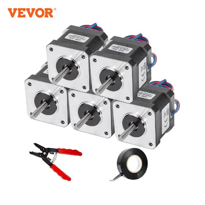 

VEVOR 5PCS NEMA 17 Stepper Motor High Torque 45Ncm / 59Ncm 4 Lead Wire 1.5A 2A 2 Phase for 3D Printer CNC Laser Cutters Engraver