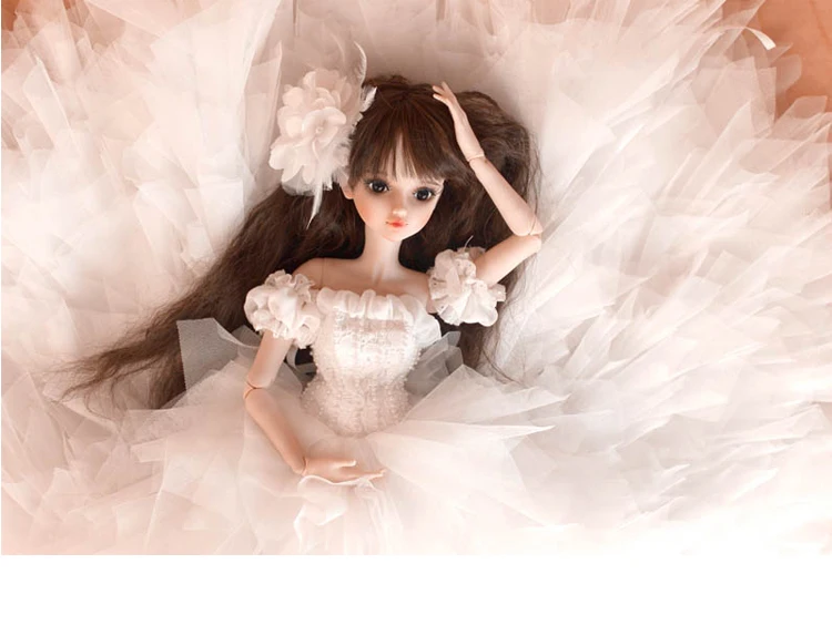 60 см Bjd Кукольное платье أرخخغغغغغغ белое кружевное свадебное 1/3 1/4 Одежда для