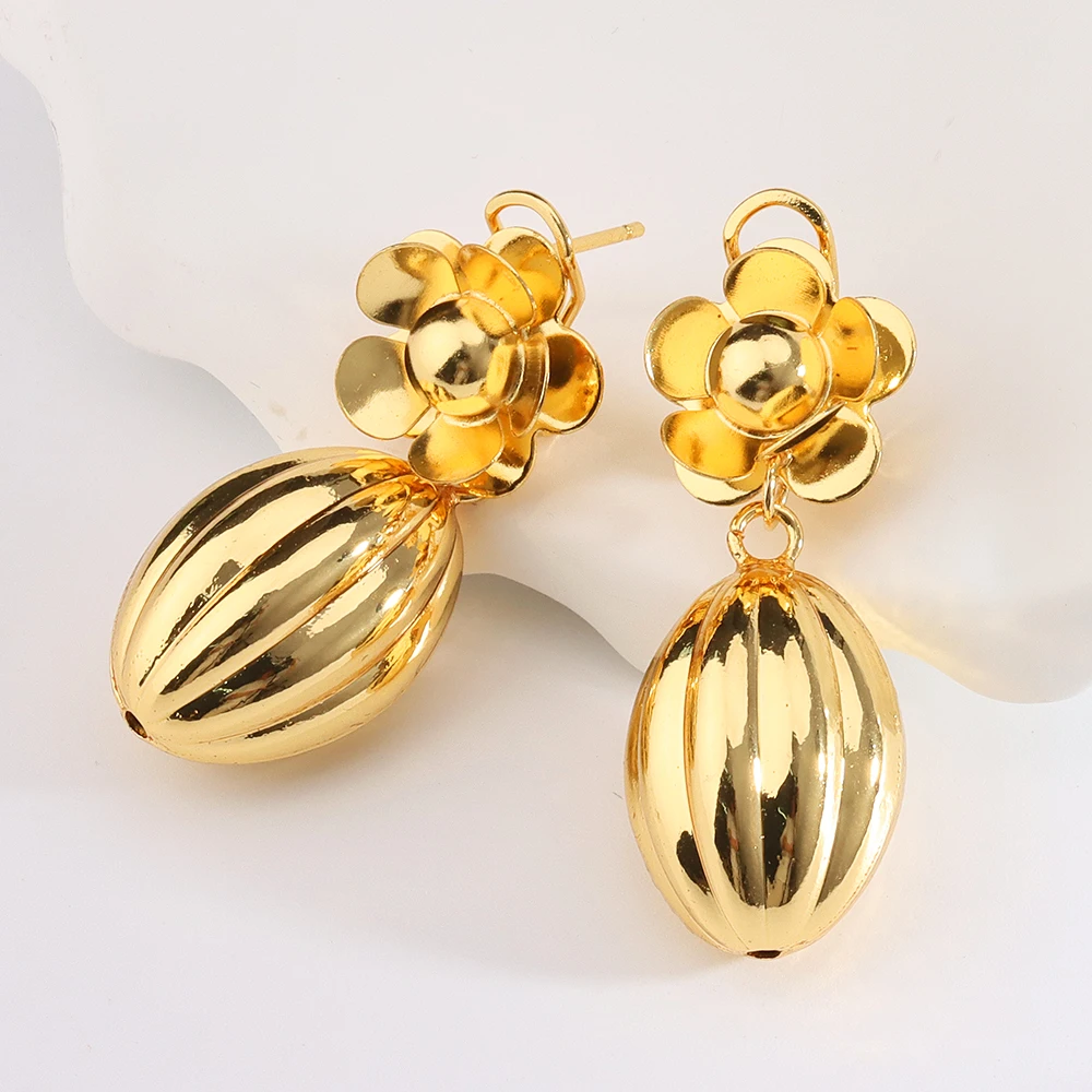 

Gold Plated Dangle Earrings Copper Eardrop Clip on Earrings for Woman Party Wedding Fashion Women's Jewelry 2022 Trend