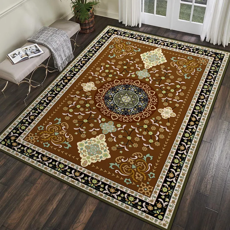

Retro European-Style Printed Carpet American Bohemian Living Room Bedroom Stitching Carpet Floor Mat Decoration Home Non-Slip