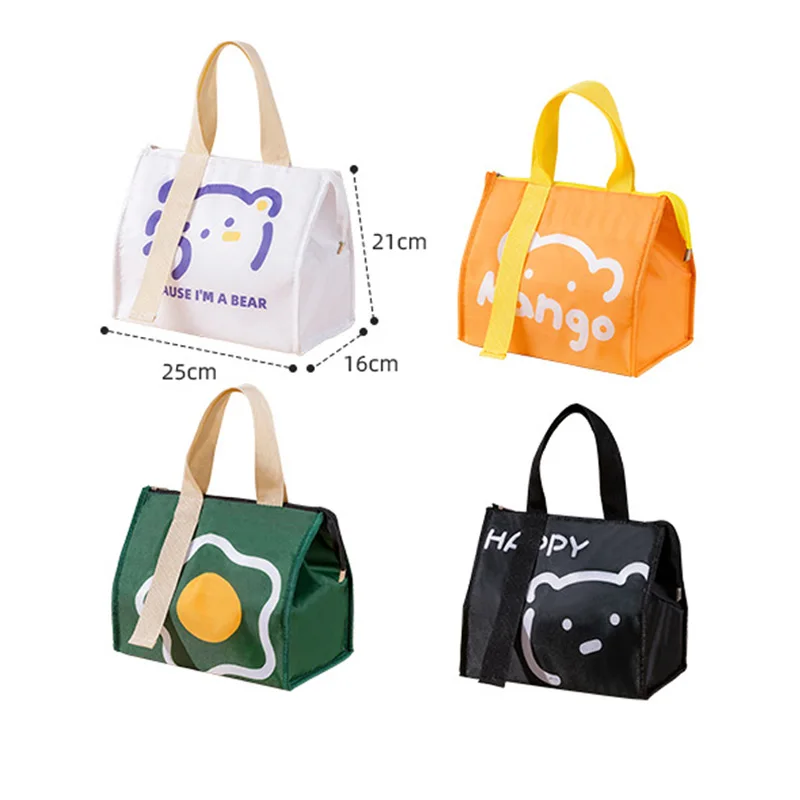 

New Portable Cartoon Thermal Lunch Bag for Kids Women Student Waterproof Thickened Aluminum Foil Lunch Box Container Bento Bags