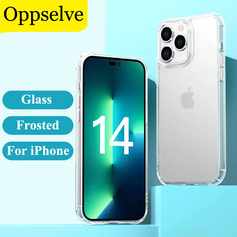 

Luxury Shockproof Clear Phone Case For iPhone 15 13 12 11 14 Pro Max Plus XR XS Transparent Glass Back Cover Frosted Hard Coque