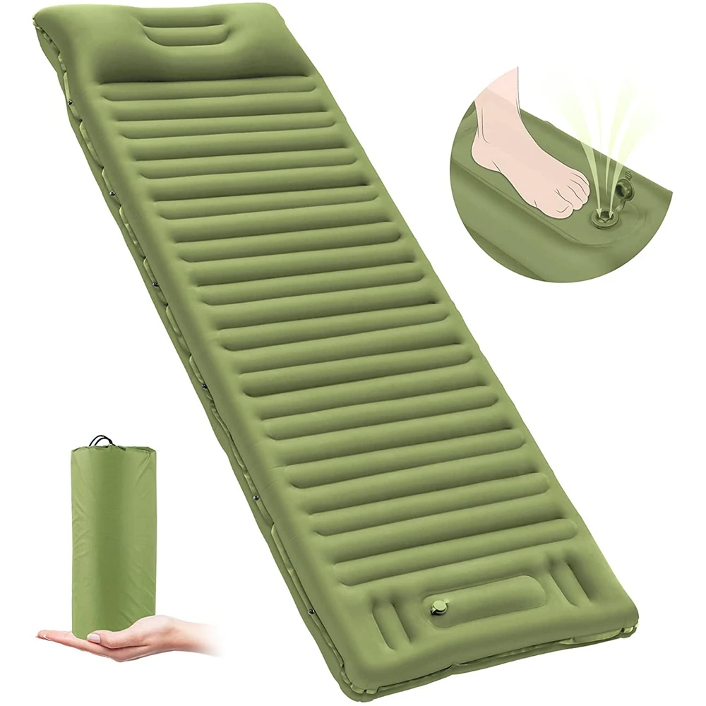 

Outdoor Inflatable Mattress With Pillow Ultralight Thicken Sleeping Mat Built-In Pump Air Cushion Mattress For Travel Hiking