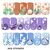 genshin impact peripheral nail stickers kaedehara kazuha keqing xiao character image cartoon nail props cosplay kawaii decor