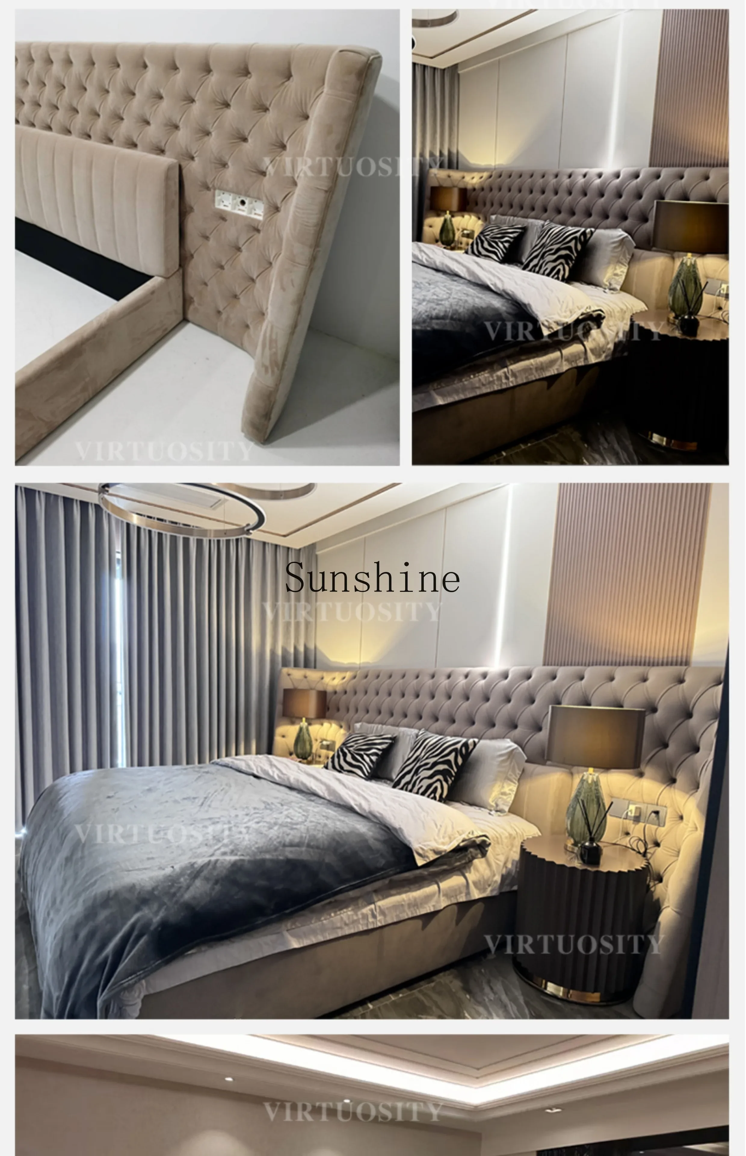 Итальянская главная спальня элитная атмосфера широкоэкранная кровать матовая