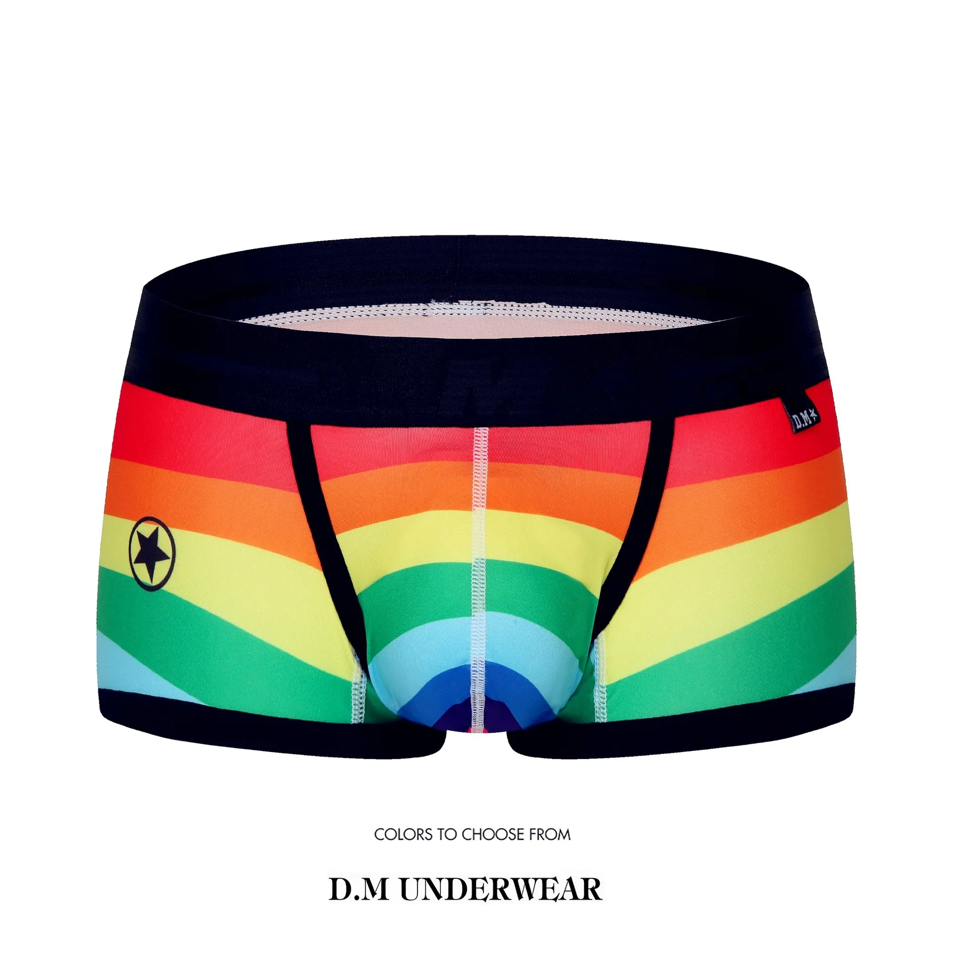 Men's Underwear Quick-drying Sexy Rainbow Striped Boxer Shorts Thin Polyester Breathable Youth Convex Design Boxer
