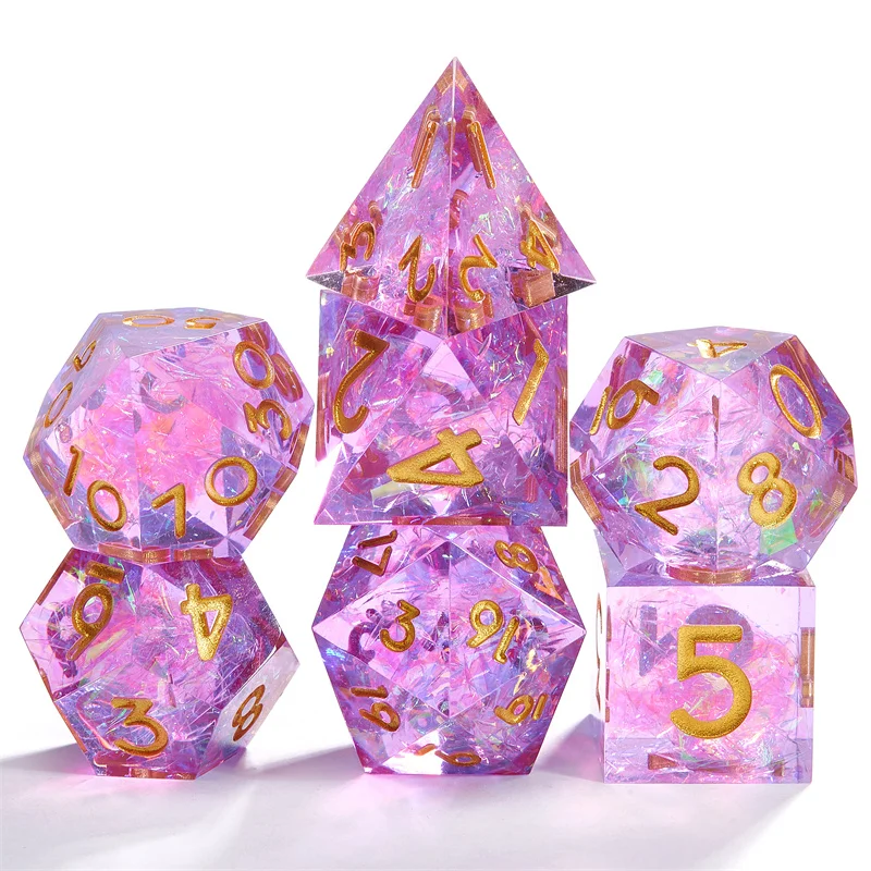 

2023 набор металлических игральных костей, 7 предметов многогранных костей DND, для ролевых игр, цифровые игры MTG (фиолетовый)