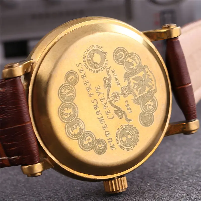 Часы Механические мужские водонепроницаемые под бронзу 100% дюйма с календарем -