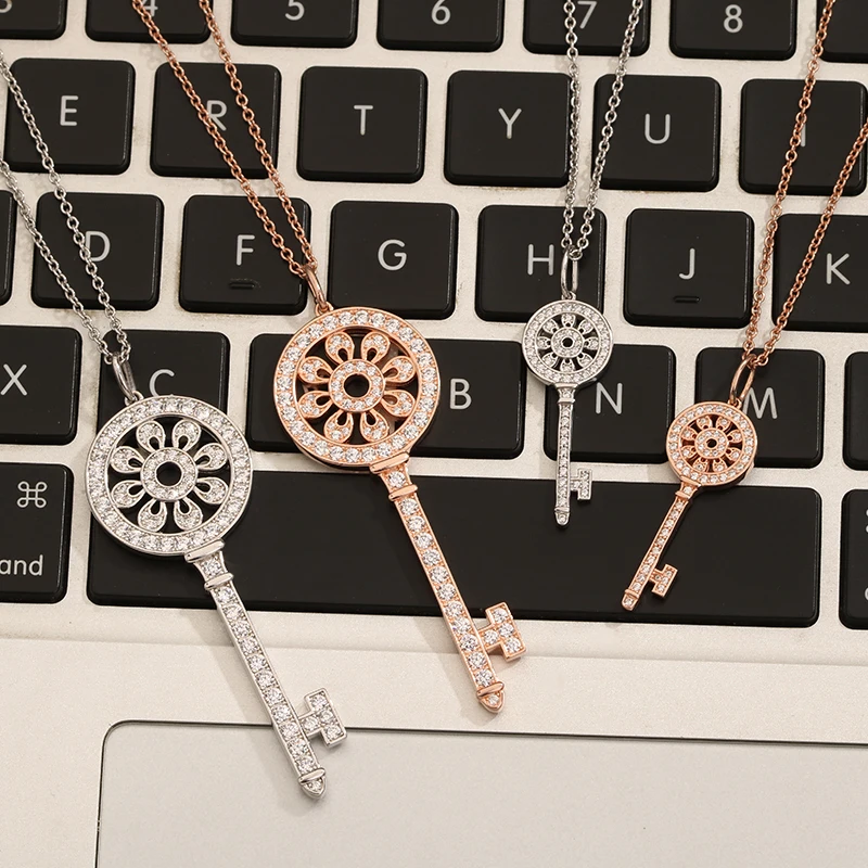 

Женское ожерелье с подвеской в виде ключа, из серебра 925 пробы