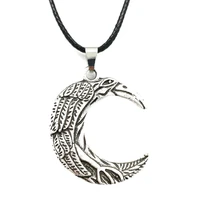 nostalgia nordic odin raven amulet crow pendant crescent moon wicca necklace viking talisman jewelery