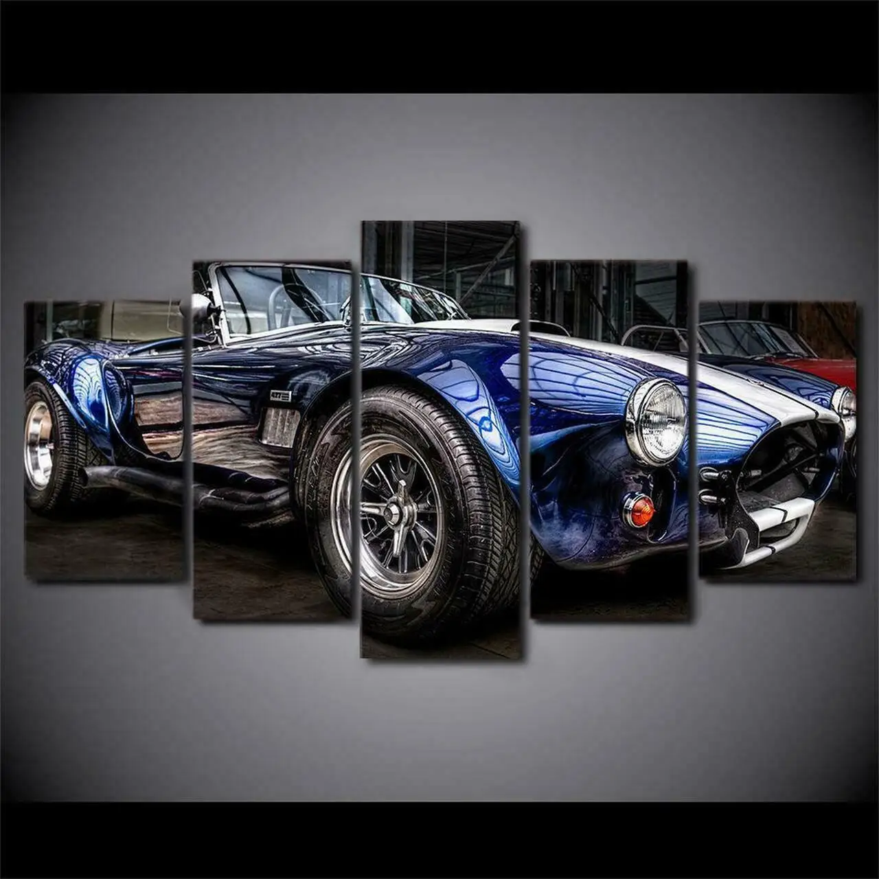 

1965 Shelby Кобра, классический автомобиль, холст, картина, печать, настенное искусство, домашний декор, 5 панелей, картины, плакат без рамки, 5 шт., декор комнаты