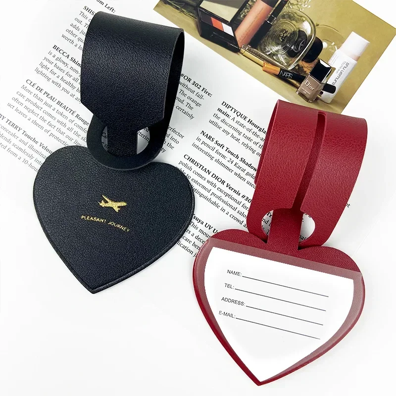 

Women Men PU Leather Luggage Tag Suitcase Identifier Name Label Simple Baggage Boarding Bag Tag Travel Accessorie Supplies Items