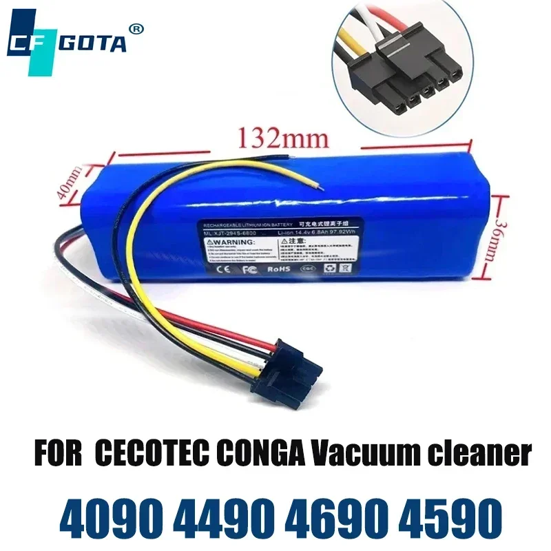 Аккумулятор 14 4 В 12800 мАч для робота-пылесоса Cecotec Conga 4090 4490 4590 4690