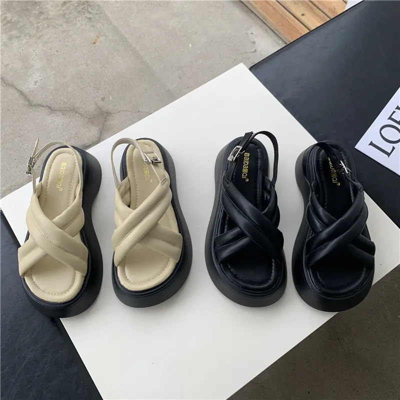 

Fashion Womens Shoes 2022 Female Sandal Open Toe Muffins shoe Cross Clogs With Heel Luxury Girls Low Summer Outside Peep Flat Ne