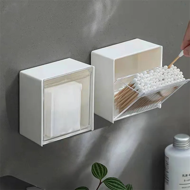 

Household Supplies Plastic Wall Shelf Bathroom Organizer Makeup Cotton Swabs Makeup Case For Small Things Storage Jewelry Boxes