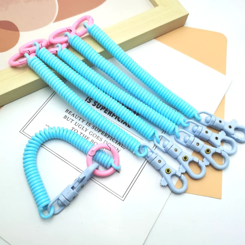 

Coil Springs Keychain Stretchy Spiral Spring Coil Retractable Coil Springs Keychain with Metal Clasp Key Chain Holder Lanyard