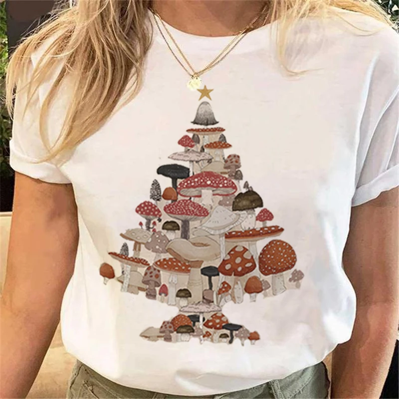 

Повседневная Ретро трендовая Новогодняя футболка с рисунком рождественской елки, модная мультяшная футболка с рисунком, праздничная дорож...