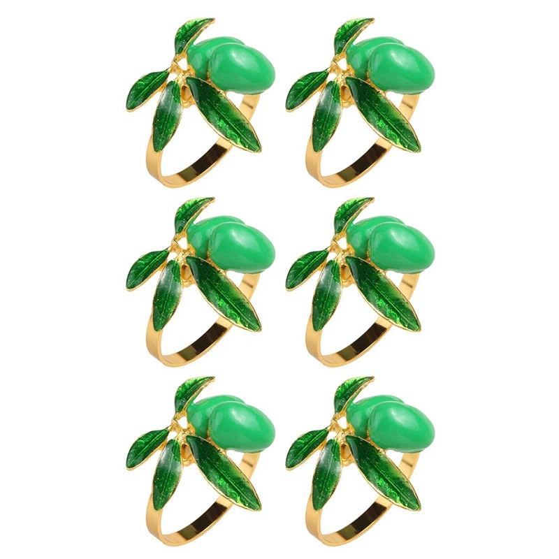 

Lemon Napkin Ring Set Of 6,Gold Napkin Ring Holder For Wedding Dinner Party Banquet Serviette For Table Decor