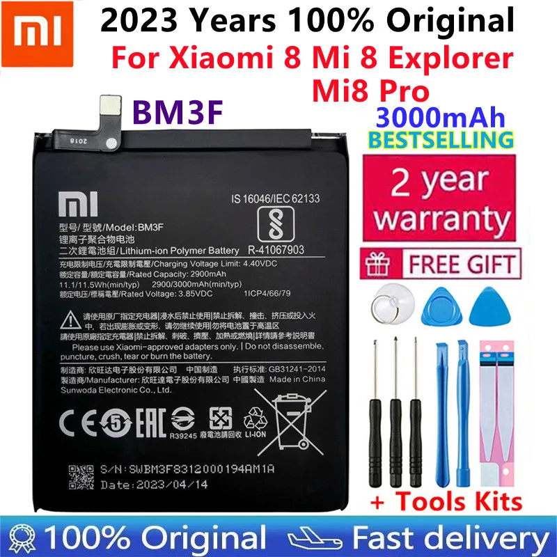 

Xiao Mi 100% Orginal BM3F 3000mAh Battery For Xiaomi 8 Mi 8 Explorer/Mi8 Pro BM3F Phone Replacement Batteries +Tools Free