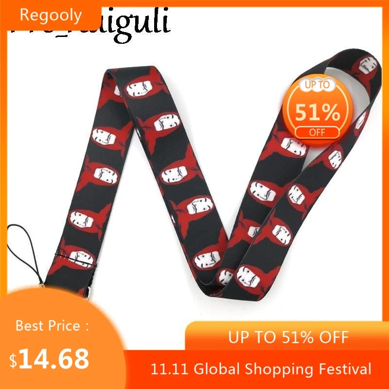 

30pcs House of Paper Money Heist Lanyard Keys Phone Holder Funny Neck Strap With Keyring ID Card DIY Animal Lanyard Hang Rope