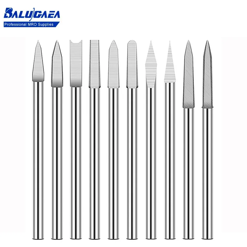 

Wood Engraving Drill Bit 2.35/3.0mm Shank Wood Carving Bit Carbide Tipped Milling Cutter Woodworking Drilling Tool 10pcs