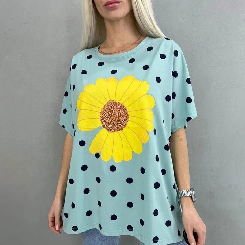 Футболка женская с коротким рукавом модный смешной пуловер оверсайз 3D-принтом