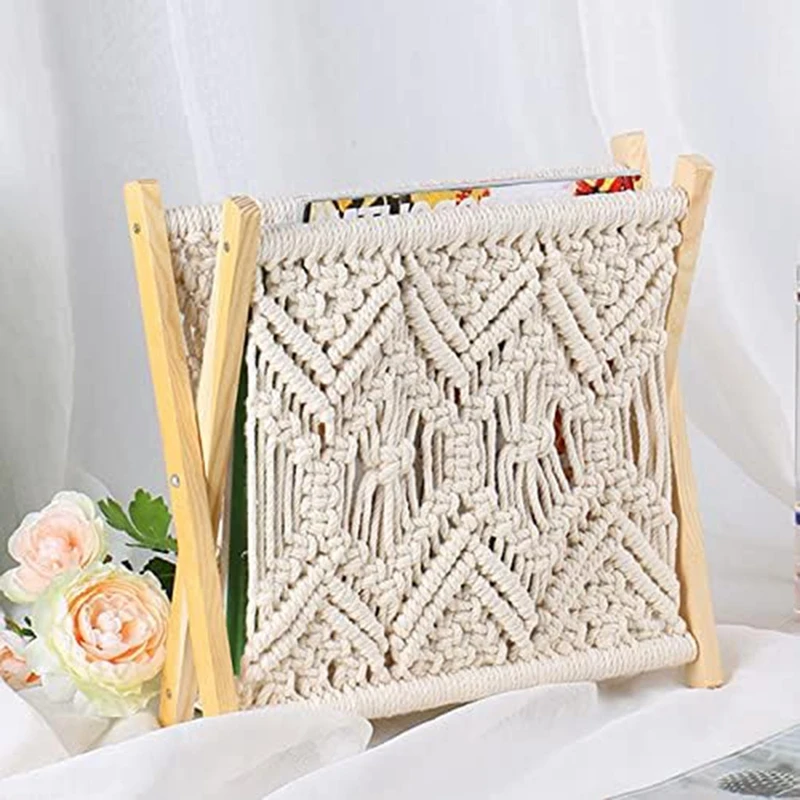 Веревка для журналов Boho веревочная плетеная стойка газет корзины с веревочным