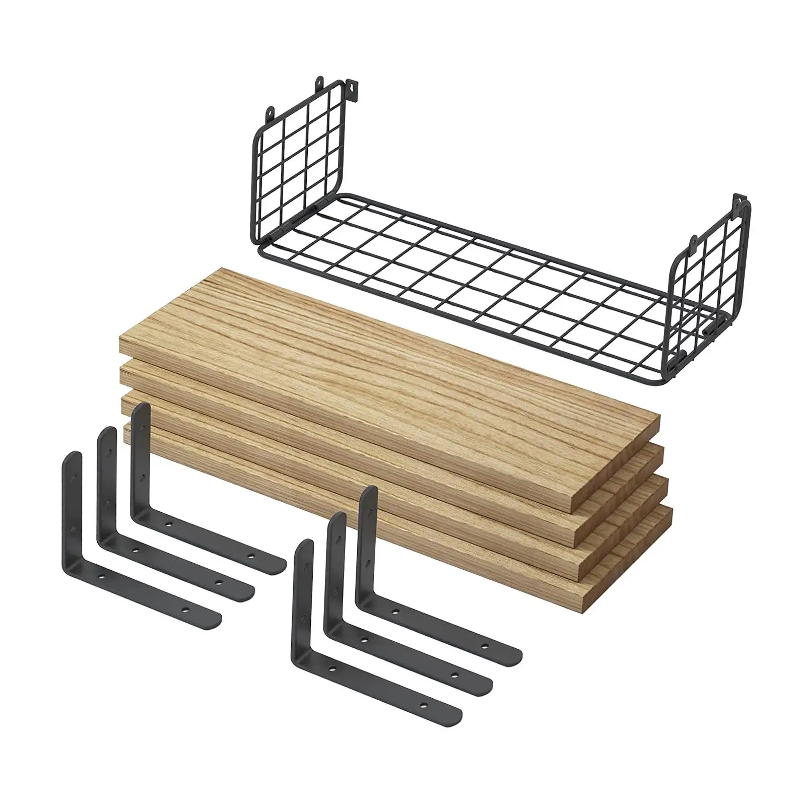 

Плавающие полки для ванной комнаты с проволочной корзиной для хранения, держатель, деревенские деревянные полки для дома, кухни, спальни, гостиной, ванной комнаты