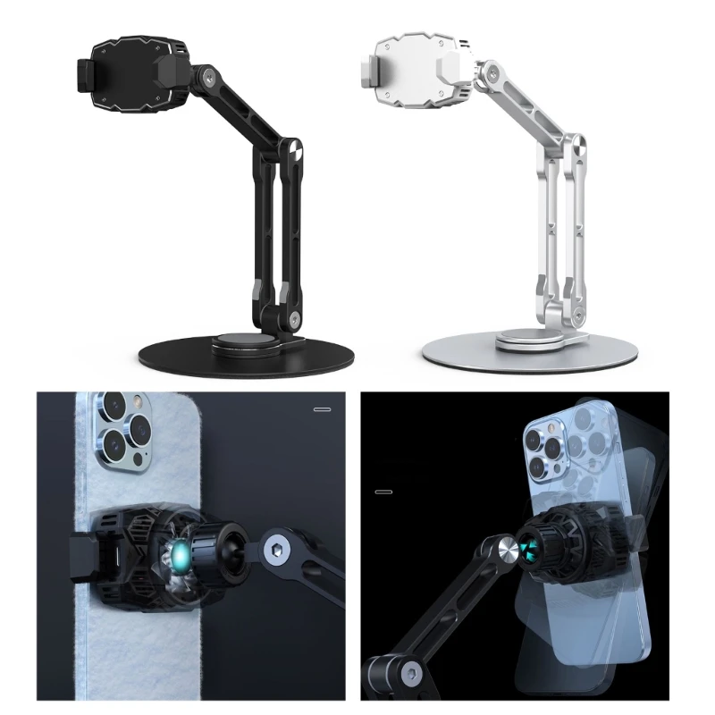 

Phone Stand Height Adjustable 3Axis 360°Rotary Cellphone Tablet Holder Lazy Bracket SemiConductor Cooling Stand