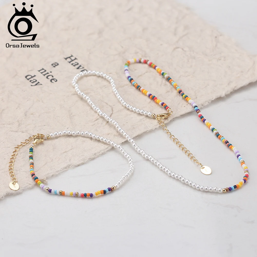 ORSA JEWELS Богемия S925 Красочные бусины Браслет-цепочка Многоцветный маленький