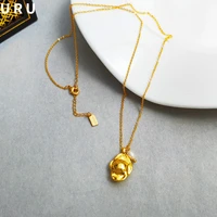trendy jewelry geometric metal pendant necklace hot sale simply design high quality brass thick golden plated women necklace