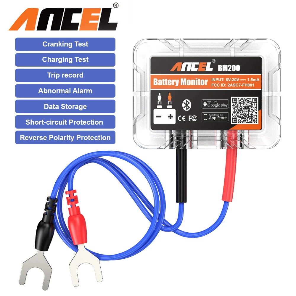 Беспроводной монитор аккумулятора ANCEL BM200 диагностический прибор с Bluetooth 12 В для