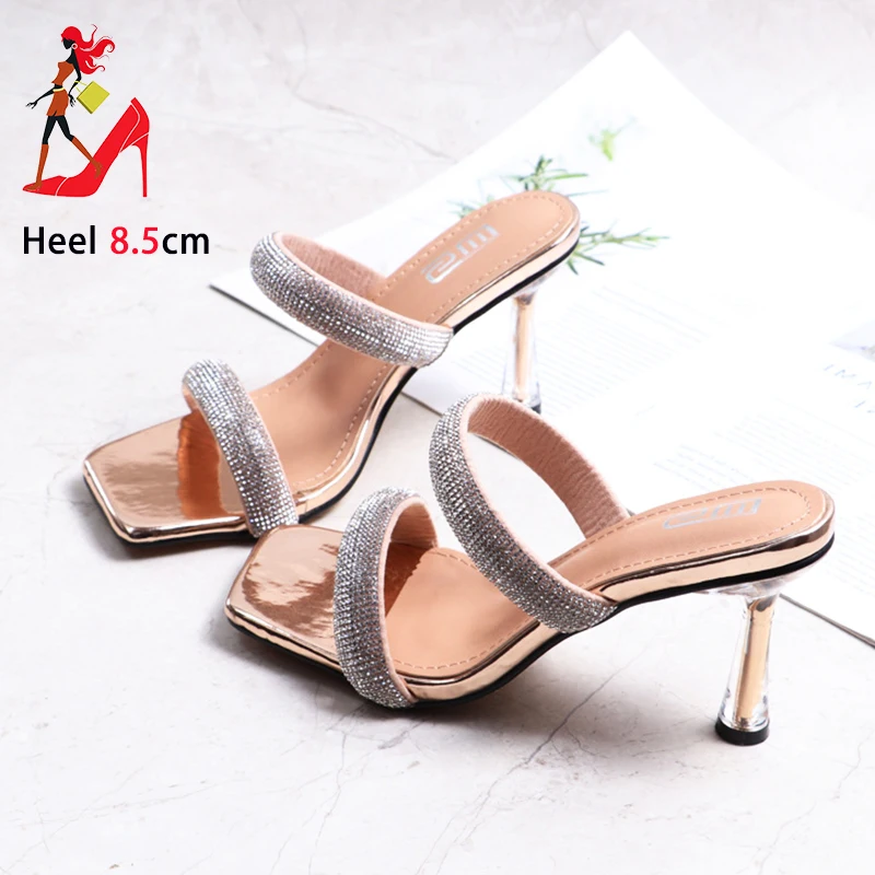 Женские тапочки больших размеров с квадратным носком роскошные модные